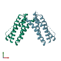 PDB entry 4etr coloured by chain, front view.