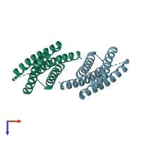 PDB entry 4etr coloured by chain, top view.