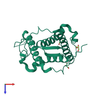 PDB entry 4etu coloured by chain, top view.