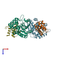 PDB entry 4etw coloured by chain, top view.