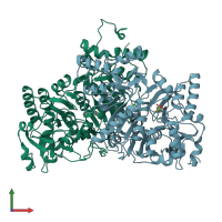 PDB entry 4eu3 coloured by chain, front view.