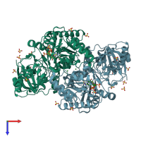 PDB entry 4eu4 coloured by chain, top view.