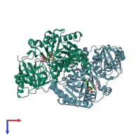 PDB entry 4eu7 coloured by chain, top view.