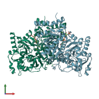 PDB entry 4eu8 coloured by chain, front view.