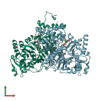PDB entry 4eu9 coloured by chain, front view.