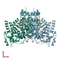 PDB entry 4euc coloured by chain, front view.