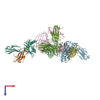 PDB entry 4eup coloured by chain, top view.