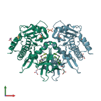 PDB entry 4euu coloured by chain, front view.