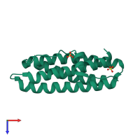 PDB entry 4eve coloured by chain, top view.