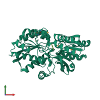 PDB entry 4evr coloured by chain, front view.