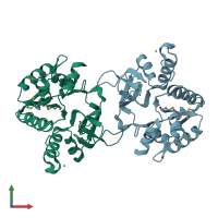 PDB entry 4evw coloured by chain, front view.