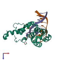 PDB entry 4ew0 coloured by chain, top view.