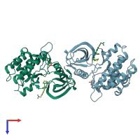 PDB entry 4ewh coloured by chain, top view.