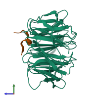 PDB entry 4ewr coloured by chain, side view.