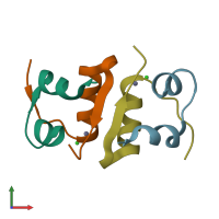 PDB entry 4eww coloured by chain, front view.