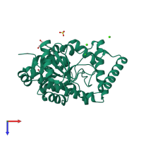 PDB entry 4ex8 coloured by chain, top view.