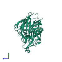 PDB entry 4exg coloured by chain, side view.