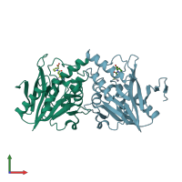 PDB entry 4exs coloured by chain, front view.