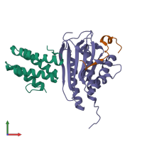 PDB entry 4ext coloured by chain, front view.