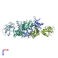 PDB entry 4ey0 coloured by chain, top view.