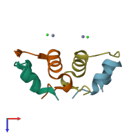 PDB entry 4ey9 coloured by chain, top view.