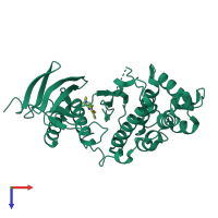 PDB entry 4eym coloured by chain, top view.