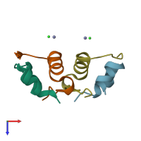 PDB entry 4eyn coloured by chain, top view.