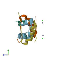 PDB entry 4eyp coloured by chain, side view.