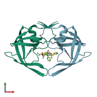 PDB entry 4eyr coloured by chain, front view.