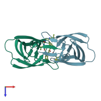 PDB entry 4eyr coloured by chain, top view.