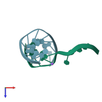 PDB entry 4ez2 coloured by chain, top view.