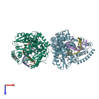 PDB entry 4ez6 coloured by chain, top view.