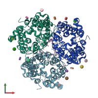 PDB entry 4ezc coloured by chain, front view.