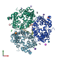 PDB entry 4ezd coloured by chain, front view.