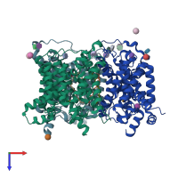 PDB entry 4ezd coloured by chain, top view.