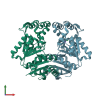 PDB entry 4eze coloured by chain, front view.