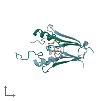 PDB entry 4ezf coloured by chain, front view.