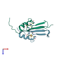 PDB entry 4ezf coloured by chain, top view.