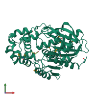 PDB entry 4ezi coloured by chain, front view.