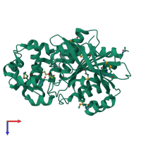 PDB entry 4ezi coloured by chain, top view.