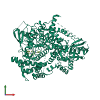 PDB entry 4ezj coloured by chain, front view.