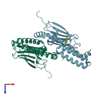 PDB entry 4ezn coloured by chain, top view.
