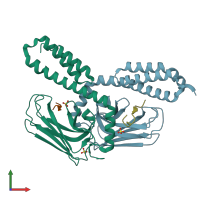 PDB entry 4ezp coloured by chain, front view.