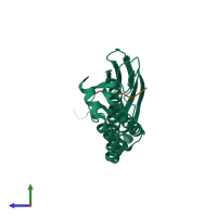 PDB entry 4ezt coloured by chain, side view.