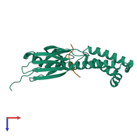 PDB entry 4ezt coloured by chain, top view.