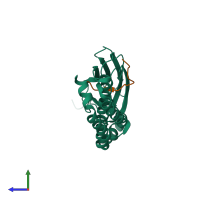 PDB entry 4ezu coloured by chain, side view.