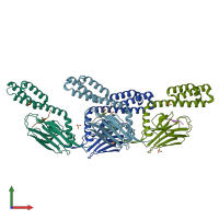 PDB entry 4ezw coloured by chain, front view.