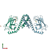 PDB entry 4ezx coloured by chain, front view.