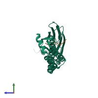 PDB entry 4ezz coloured by chain, side view.