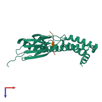 PDB entry 4f00 coloured by chain, top view.